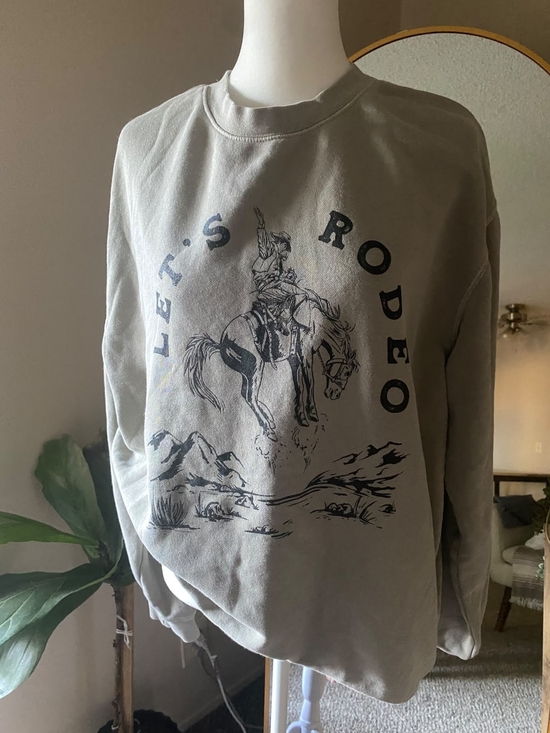 Independent Trading Company Sweaters - Let's Rodeo Graphic Crewneck Sweater - Taupe